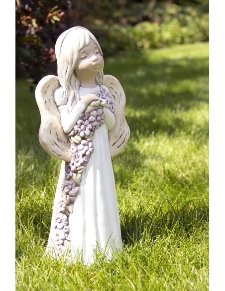 Keramický anděl s květinami