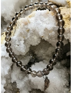 Náramek - záhněda s pírkem