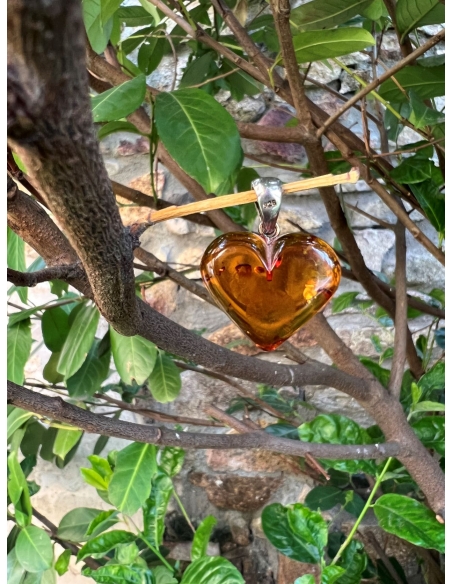 Jantar přívěsek - srdce