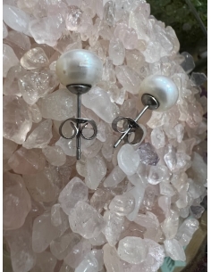 Sladkovodní perly - bílé - náušnice ( ocel ) 2