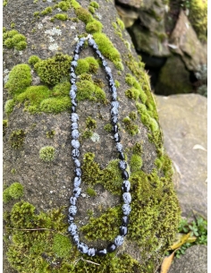 Obsidián - Sněhová vločka  náhrdelník