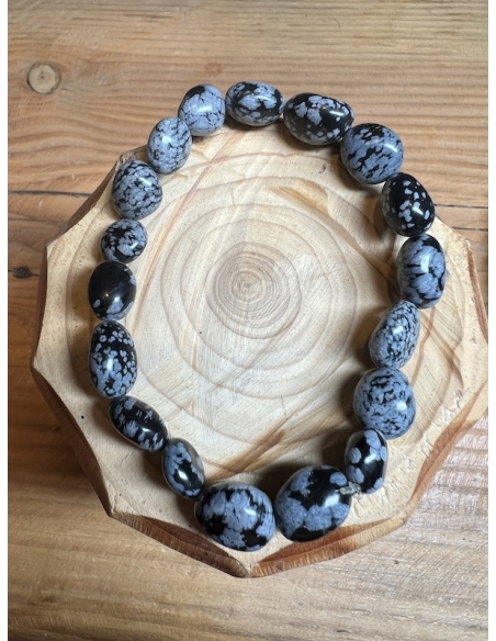 Obsidián / Sněhová vločka - náramek