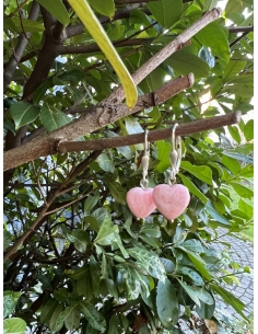 Rodochrozit - náušnice srdíčka