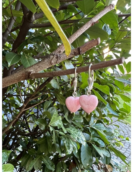 Rodochrozit - náušnice srdíčka