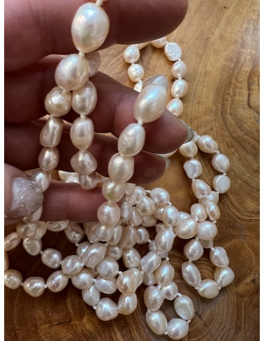 Perly světle lososové - náhrdelník 160 cm