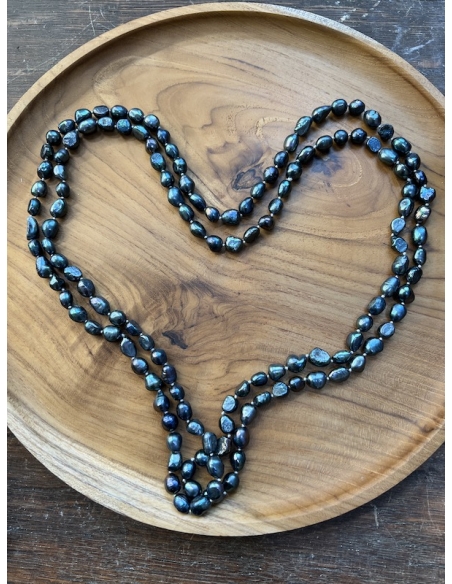 Perly tmavé - náhrdelník 160 cm