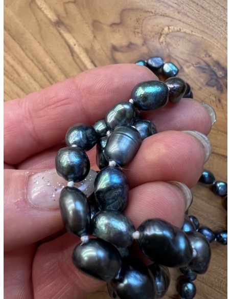 Perly tmavé - náhrdelník 160 cm