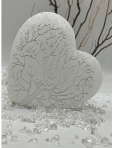 Selenit - srdce s gravírování strom života