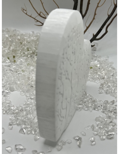 Selenit - srdce s gravírování strom života