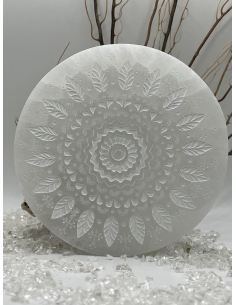 Selenit - gravírovaná mandala 2