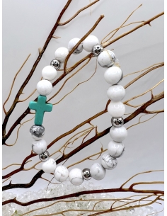 Magnezit náramek s křížkem a ocelí