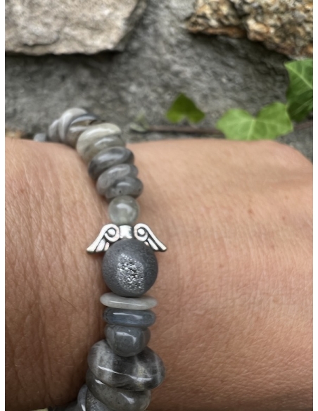 Labradorit - náramek s andílkem