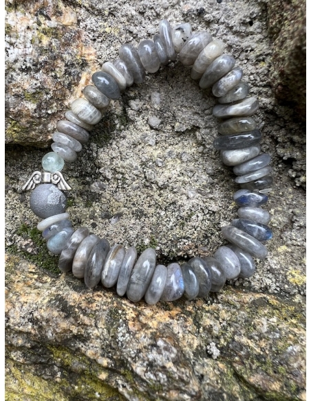 Labradorit - náramek s andílkem