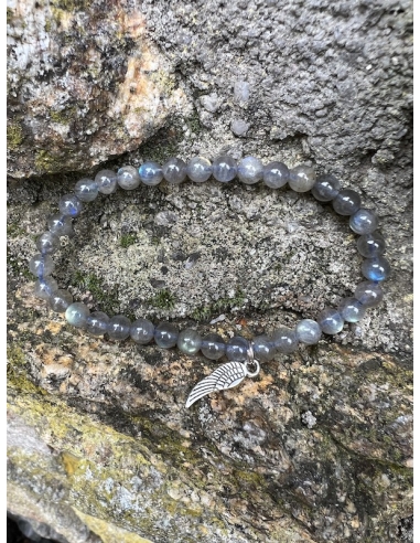 Labradorit - náramek s andělským křidélkem