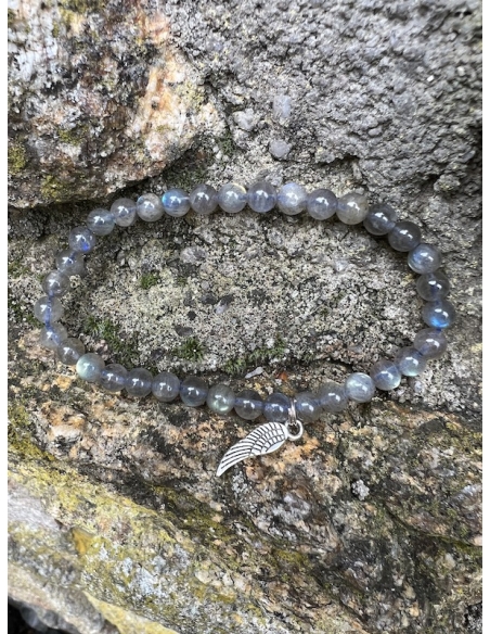 Labradorit - náramek s andělským křidélkem