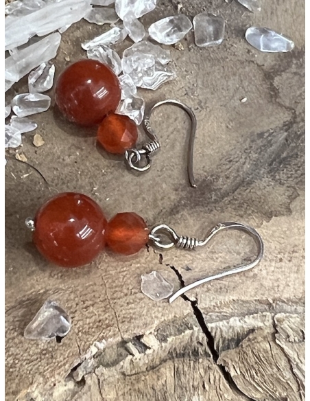 Karneol - náušnice  Ag 925