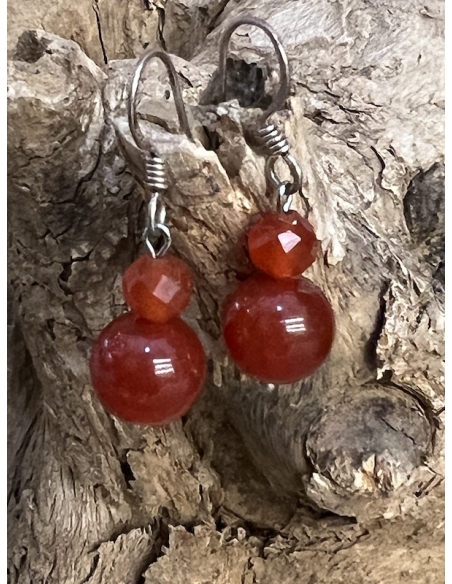 Karneol - náušnice  Ag 925