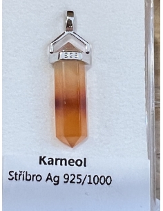 Karneol - přívěsek oboustranný hrot Ag 925 2