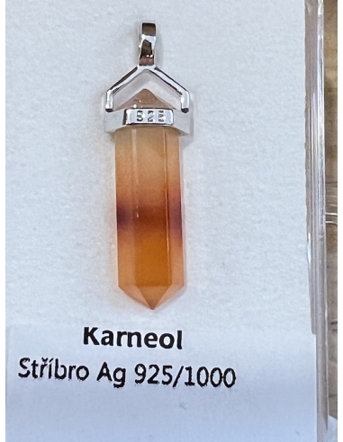 Karneol - přívěsek oboustranný hrot Ag 925