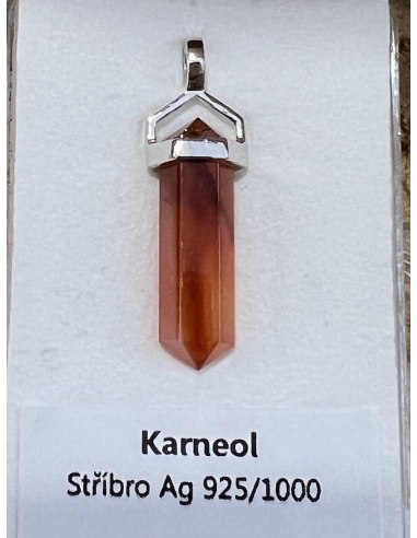 Karneol - přívěsek oboustranný hrot Ag 925