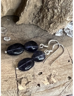 Iolit ( Cordierit ) - náušnice stříbro Ag 925 2