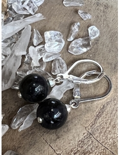 Iolit ( Cordierit ) - náušnice stříbro AG 925