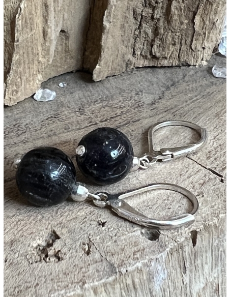 Iolit ( Cordierit ) - náušnice stříbro AG 925