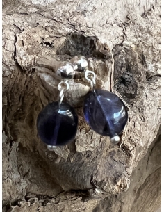 Iolit ( Cordierit ) - náušnice stříbro AG 925