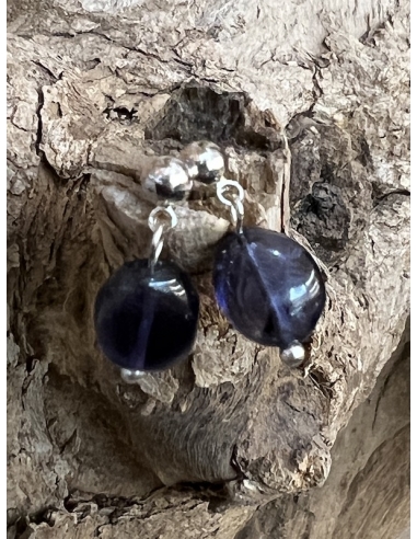 Iolit ( Cordierit ) - náušnice stříbro AG 925