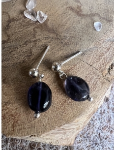 Iolit ( Cordierit ) - náušnice stříbro AG 925 2