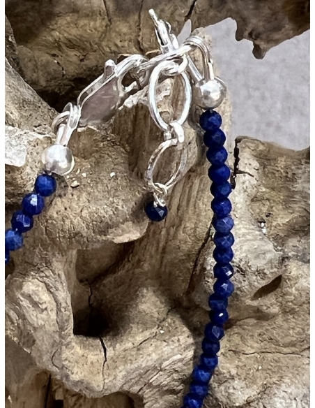 Lapis Lazuli - náramek brus stříbro Ag 925