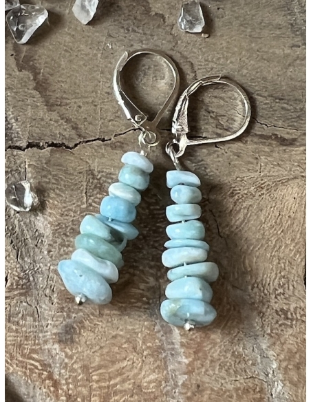 Larimar - náušnice stříbro Ag 925