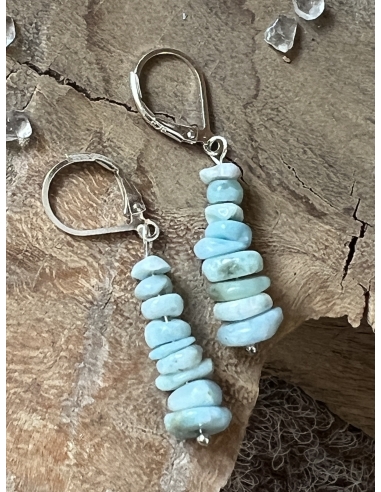 Larimar - náušnice stříbro Ag 925