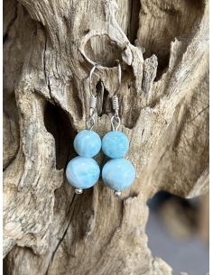 Larimar - náušnice - Stříbro Ag 925