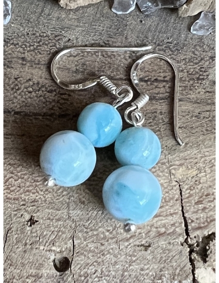 Larimar - náušnice - Stříbro Ag 925