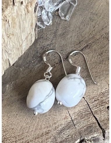 Magnezit - náušnice - stříbro Ag 925