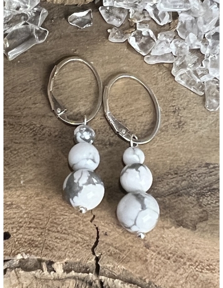 Magnezit - náušnice - stříbro Ag 925