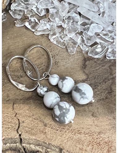 Magnezit - náušnice - stříbro Ag 925