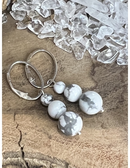 Magnezit - náušnice - stříbro Ag 925