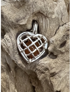 Jantar - přívěsek srdíčko - stříbro Ag 925