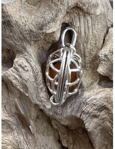 Jantar - přívěsek srdíčko - stříbro Ag 925 2