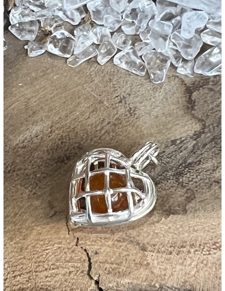 Jantar - přívěsek srdíčko - stříbro Ag 925