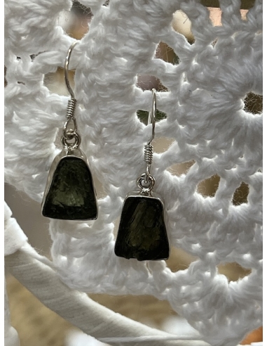 Vltavín - náušnice - stříbro Ag 925