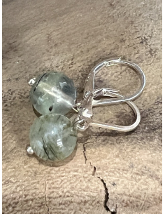 Prehnit - náušnice Stříbro Ag 925