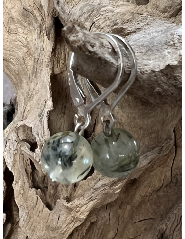 Prehnit - náušnice Stříbro Ag 925