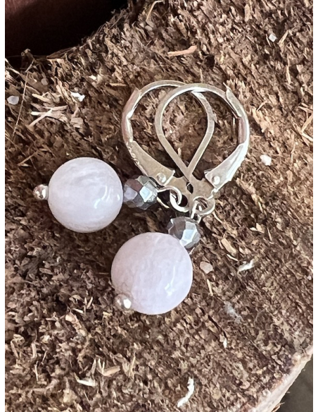 Kunzit - náušnice stříbro Ag 925