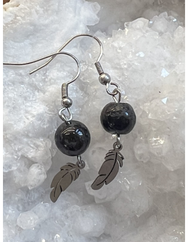 Iolit ( Cordierit ) - náušnice ocel