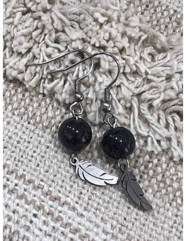 Iolit ( Cordierit ) - náušnice ocel