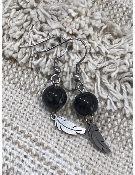 Iolit ( Cordierit ) - náušnice ocel