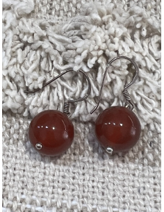 Karneol - náušnice  Ag 925